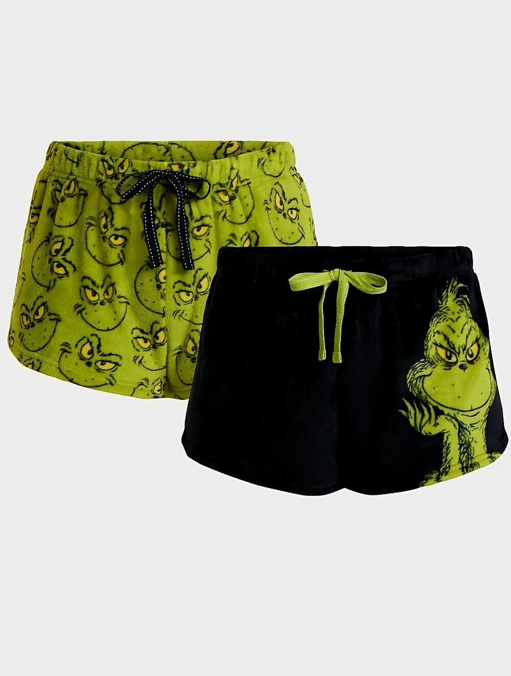 New Dr. Seuss Christmas The Grinch Women's Minky Sleep Shorts, 2-Pack, XL or 3XL